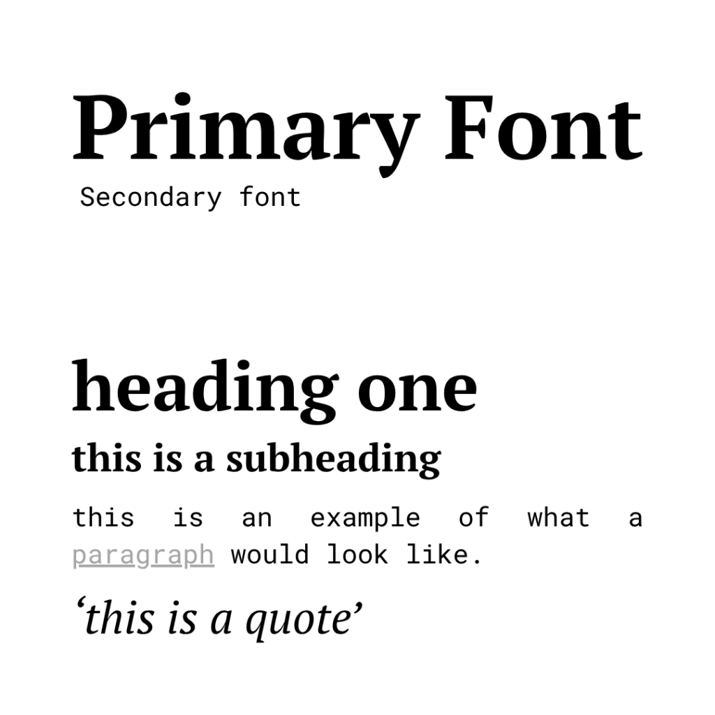 primary font secondary font and all of the heading types