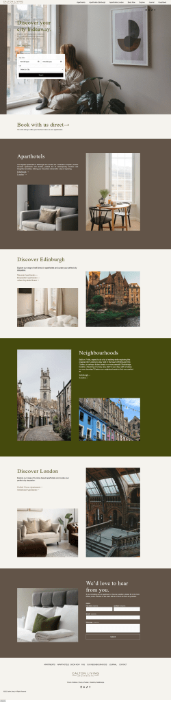 calton living website homepage